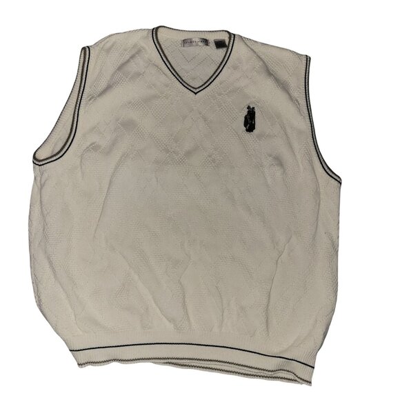 Cypress Links White Knit Golf Sweater Vest XL 100% Cotton Embroidered Golf Bag U - Picture 1 of 5
